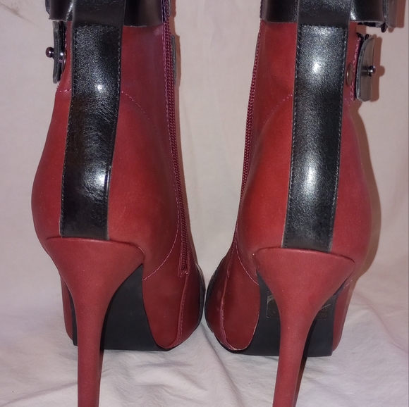 Peep Toe Double Belt Buckle Ankle Boots Gladiator Woman Side Zipper size 7.5 - Picture 7 of 10